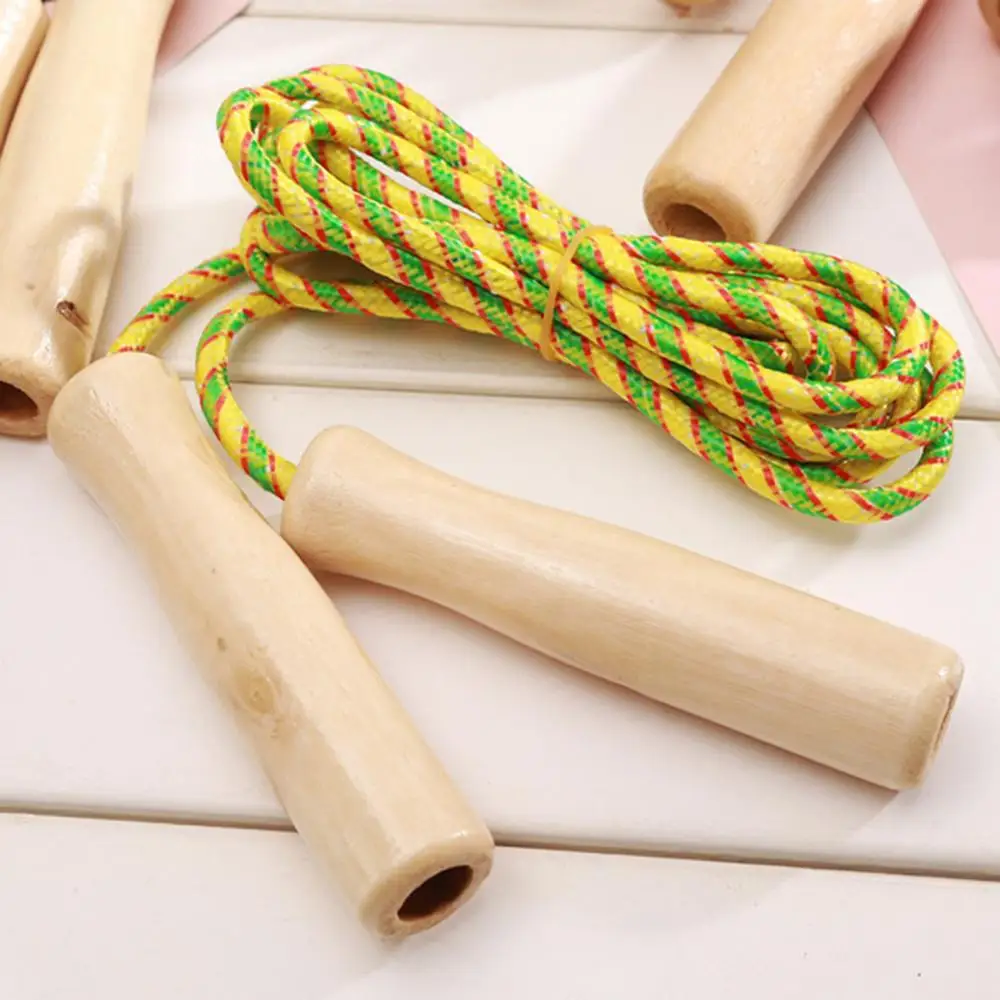 Kids Student Men Women Boys Girls Skipping Rope Wooden Handle Colorful Braiding Jump Rope Fitness Training jump rope