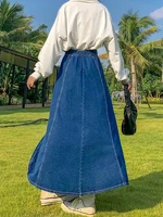 Maxi Long Skirts Women Spring Summer Casual High Waisted Jean Skirt Ladies Splicing A-Line Ruffle Denim Skirt Plus Size  5XL 6XL - Image 6