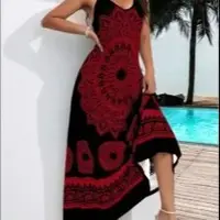 Summer Plus Size Women's Suspender Bohemian Dress Backless Dress - Image 5