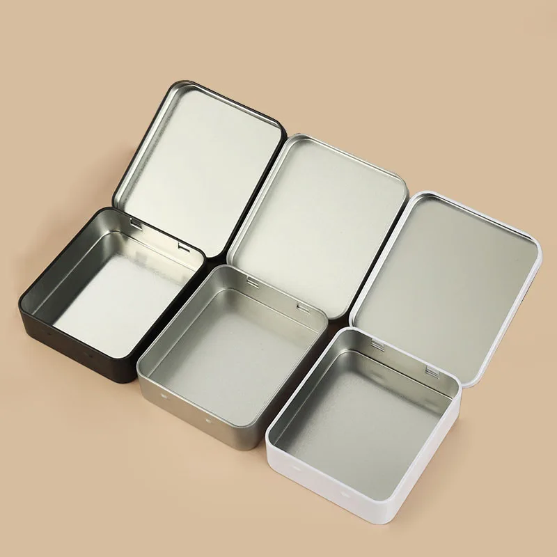 Mini Square Small Tin Box Metal Hinged Flip Storage Tin Box Small Kit Case  Jewelry Coin Candy Condom Organizer Portable