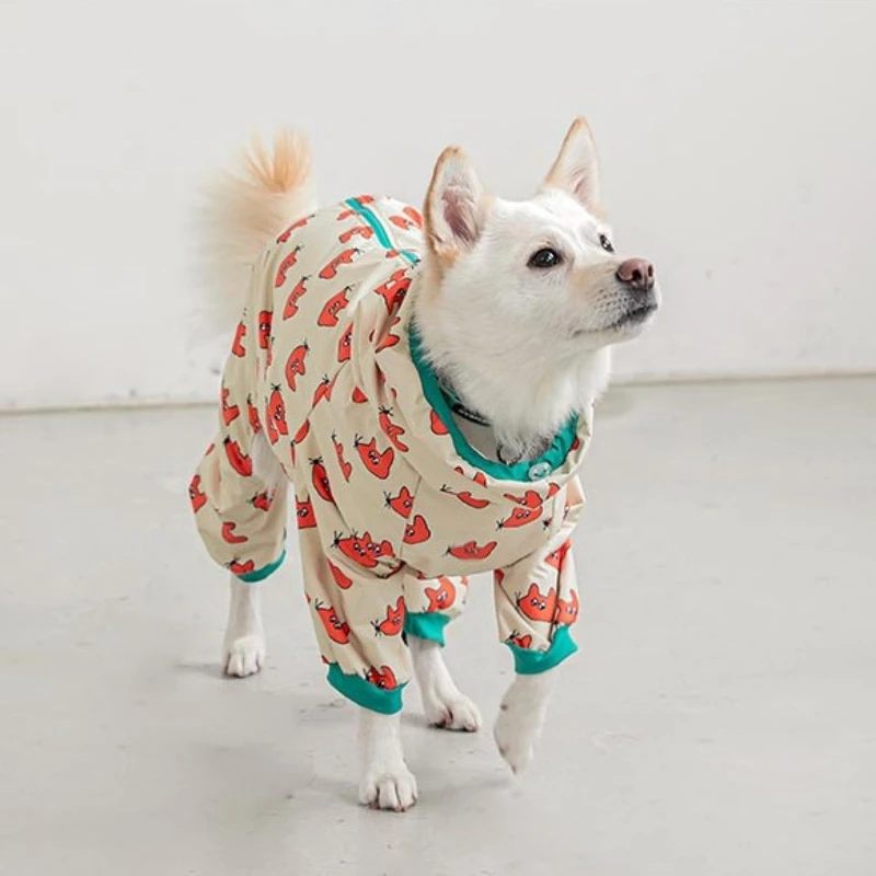 Cartoon Style Raincoat For Dogs With Convenient Zipper