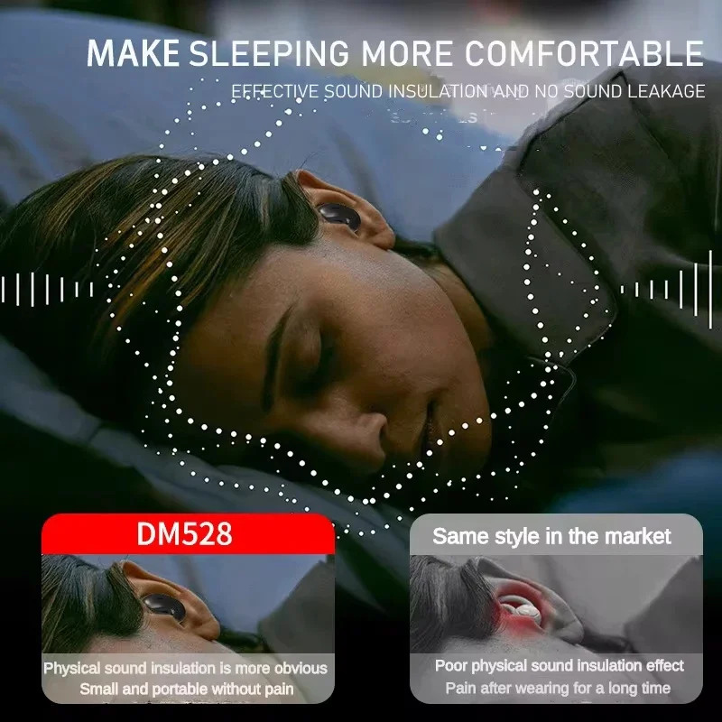 Sleep Invisible Earbuds: Tiny Sport Stereo Bluetooth Earphones with Hidden Noise Cancelling