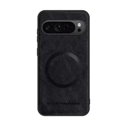 Magnetic Leather Shockproof Phone Case with Magsafe Wireless Charging Compatibility - Pixel 8 Pro (Black)