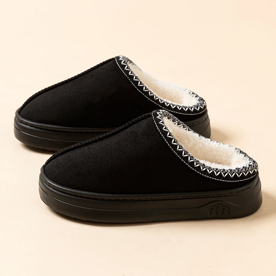 Men's Winter Slippers Fashion Indoor Leisure Warm Soft Sole Outdoor Anti-slip Comfort Women Home Fuzzy Fur Shoes Couple — view 3