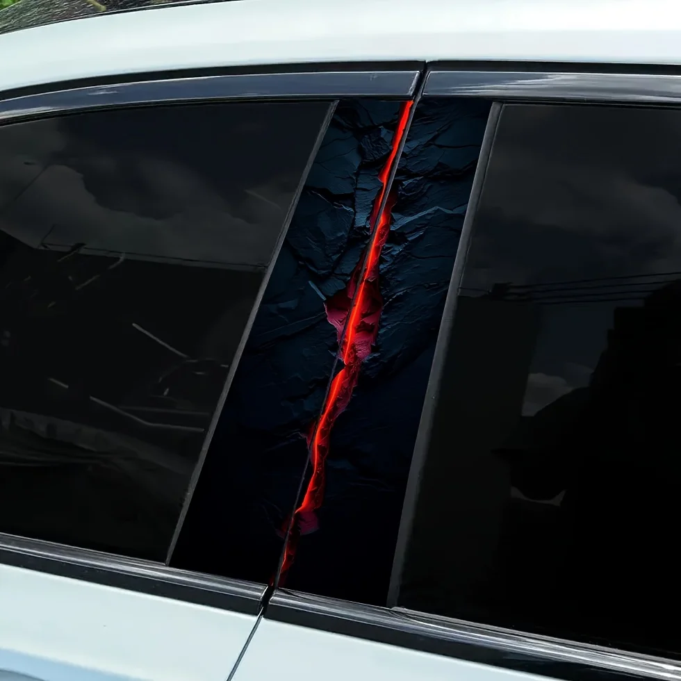 2 pieces of red cracked car stickers, durable vinyl, semi matte, easy to stick, waterproof, self-adhesive, disposable, - 5