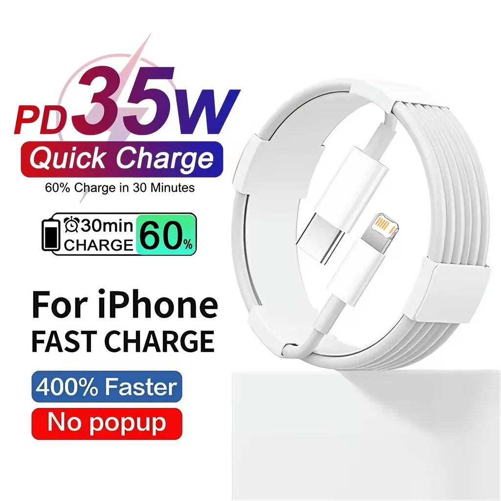 PD 35 واط شحن سريع USB-C كابل آيفون 11 12 13 mini 14 Pro Max X XR XS Max 7 8 Plus SE 2020 كابلات بيانات الهاتف الشحن السريع