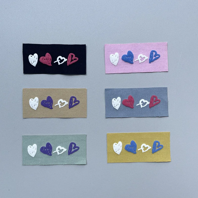 

Mixed 6Pcs/Lot Soft fabric patches fashion color printed Loves stickers Sew on Applique Clothing handmade DIY Garment Accesso