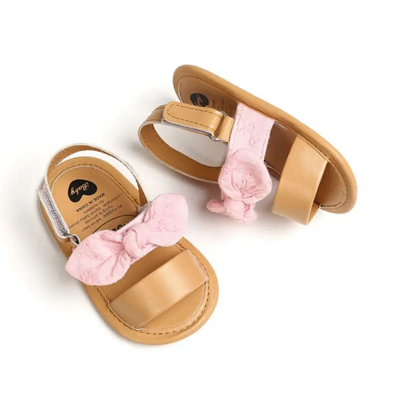 0-18M Fashion Newborn Baby Girls Sandals Princess Shoes Infant Bowknot Toddler Summer Sandals PU Non-slip Shoes 6