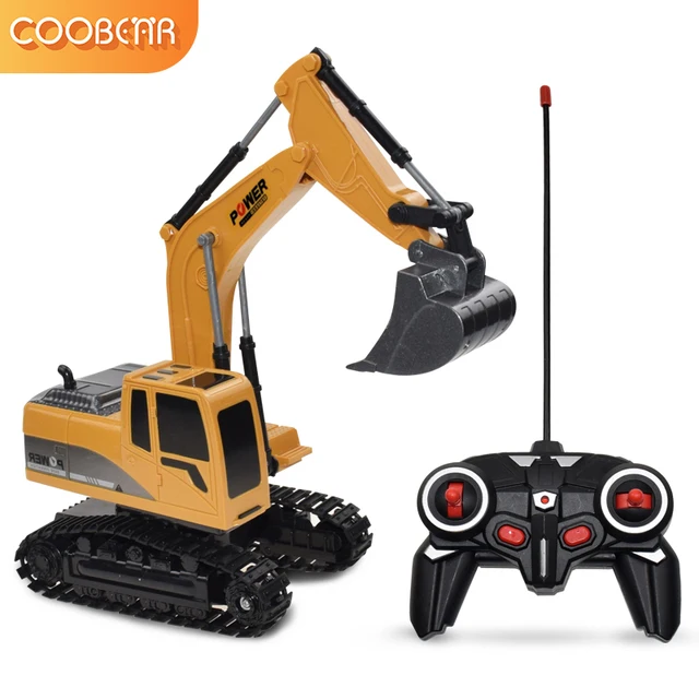 RC Excavator Bulldozer Toy 1:24 Truck Crane Electric Vehicle RTR Kid Gift Mini Remote Control Alloy Plastic Engineering Car Dump 1