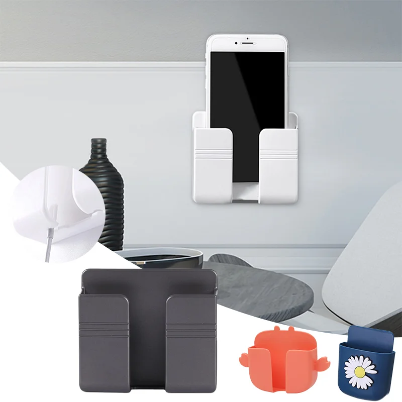 

Punch Free Wall Mounted Storage Box Organizer TV Remote Control Mounted Mobile Phone Plug Charging Holder Remote Control Storage
