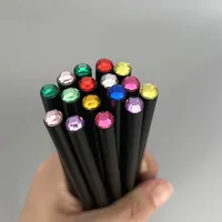 15pcs Black Wood Pencils With Coloured Diamond Wooden Pencils Office School Drawing Writing Stationery Childrens Writing Pen 1