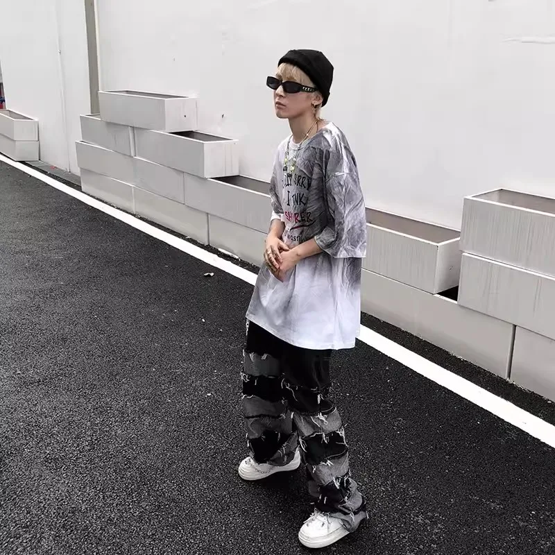 Tassel Baggy Jeans Men's Fashion Brand Pendant Wide Leg Hip Hop Lazy Wind Jeans Couple's Pants