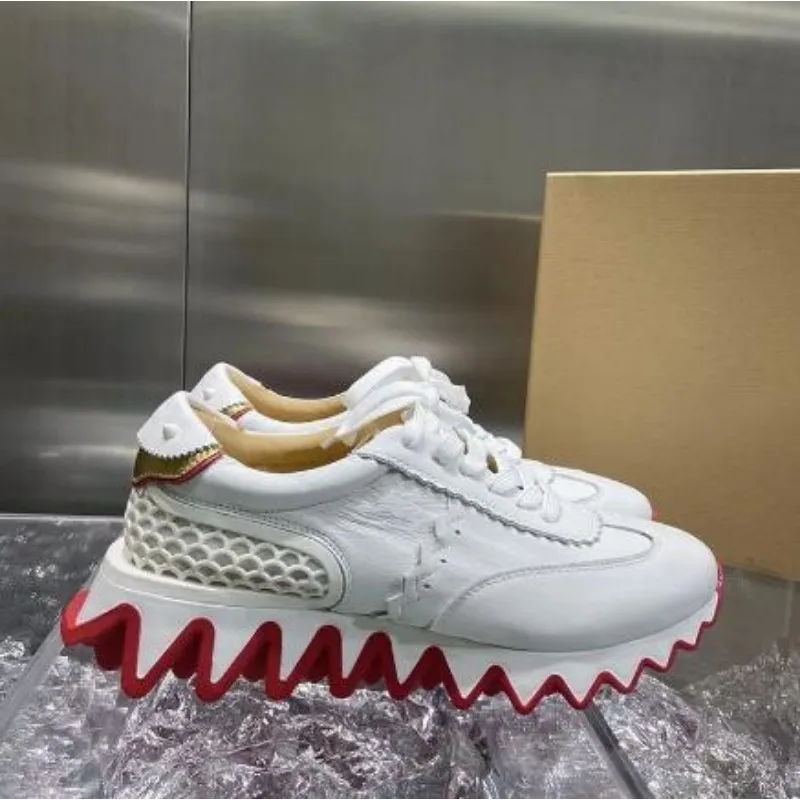 

NEW Thick Sole Clunky Sneaker Fashion Special Shape Soft Hollow Out Rivet Flat Platform Dad Shoes For Women Men Couples
