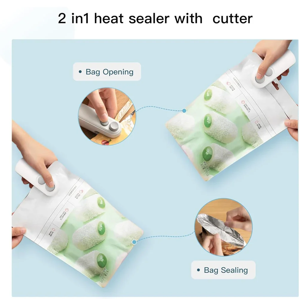 Mini Sealer Portable Mini Sealer 2 in 1 Heat Sealer For Snacks Home use rechargeable sealer Vacuum Sealer Snacks plastic bag 4