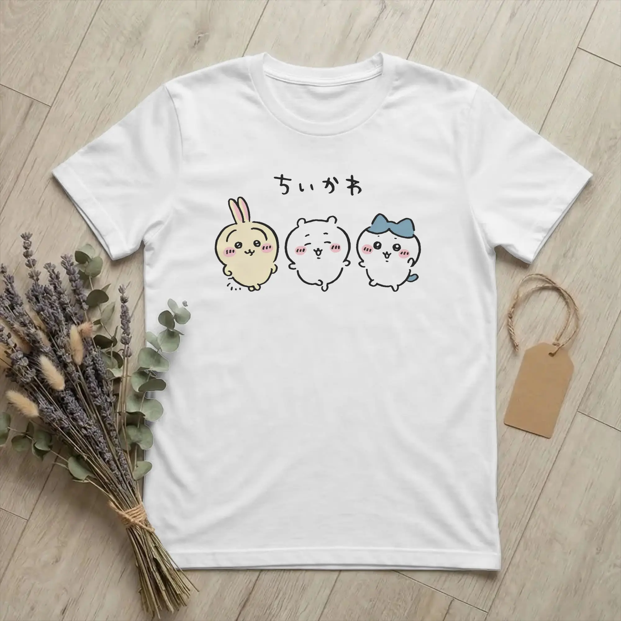 Chiikawas Catoon T-Shirts für Herren und Damen, 100 % Baumwolle, Freizeit-Kurzarm-T-Shirt mit O-Ausschnitt, Geschenk-T-Shirts