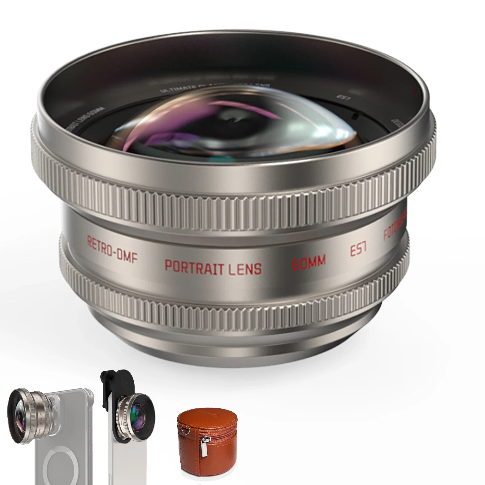 Obiettivo per Ritratti Fotorgear 60mm - Ingrandimento 2X, Cattura la Bellezza dei Ritratti, Lente per Telefono con Clip e App Fotorgear