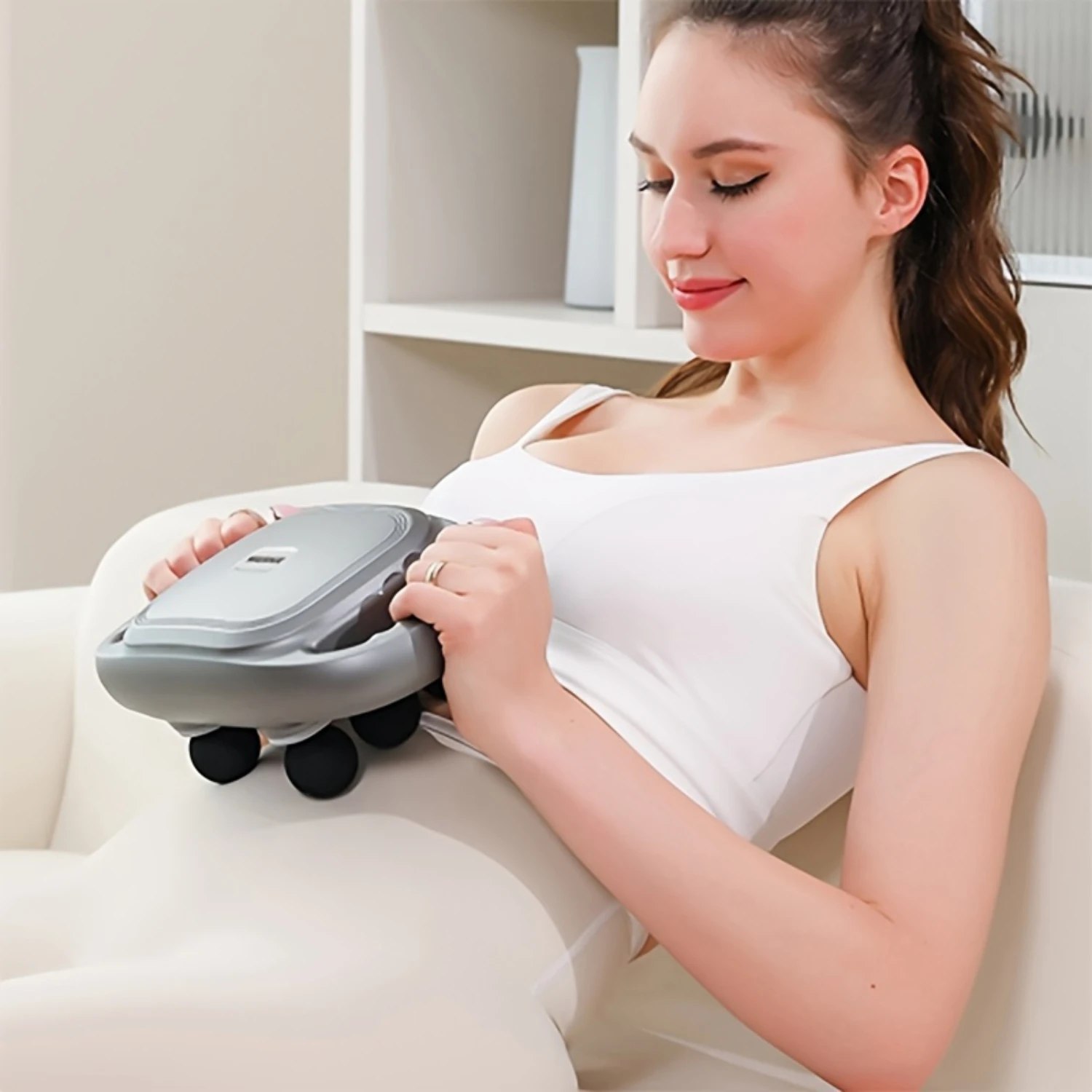 6-Head Lcd Fascia Gun-Usb Rechargeable, High-Frequency Vibration Massager For Full Body Muscle Relaxation, Ideal For Waist & B