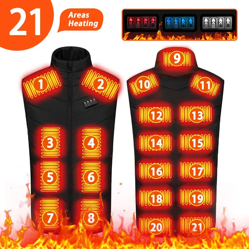 thumbnail image 1 of Chaleco autocalentable de 9 áreas, chaqueta térmica para hombre y mujer, chaqueta térmica con USB, ropa cálida para pescar en invierno, 1 of 5