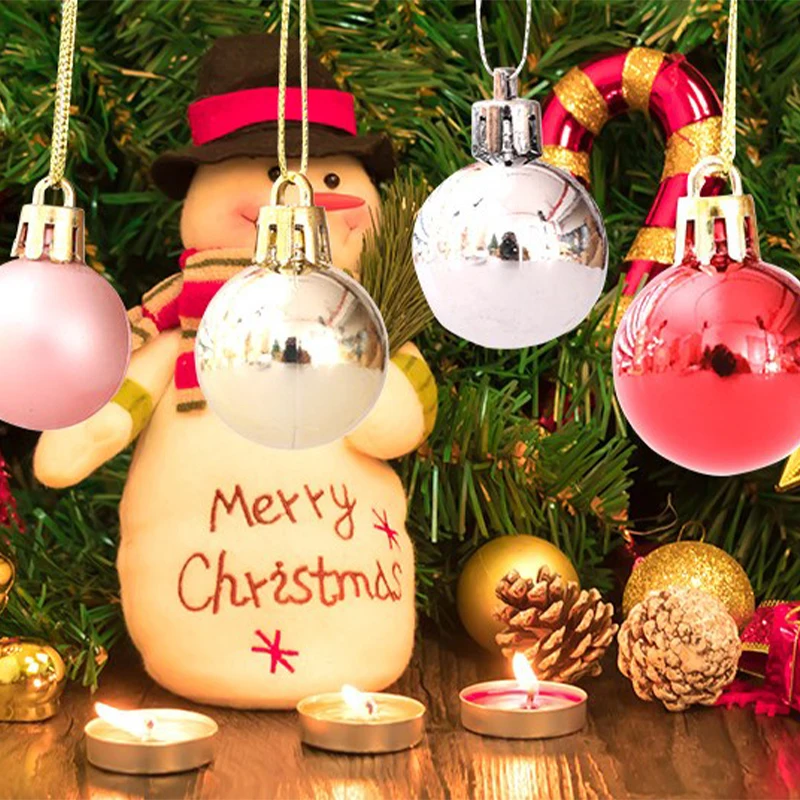24 Mini Palline Di Natale Glitterate 3 Cm – Set 8 Colori Per Albero, Ghirlande E Decorazioni Fai Da Te