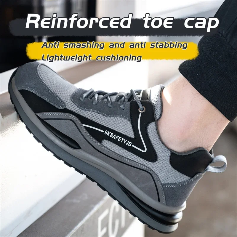 Zapatos de seguridad con punta de acero para hombre y mujer, zapatillas de  trabajo ligeras, a prueba de perforaciones, botas de trabajo de seguridad