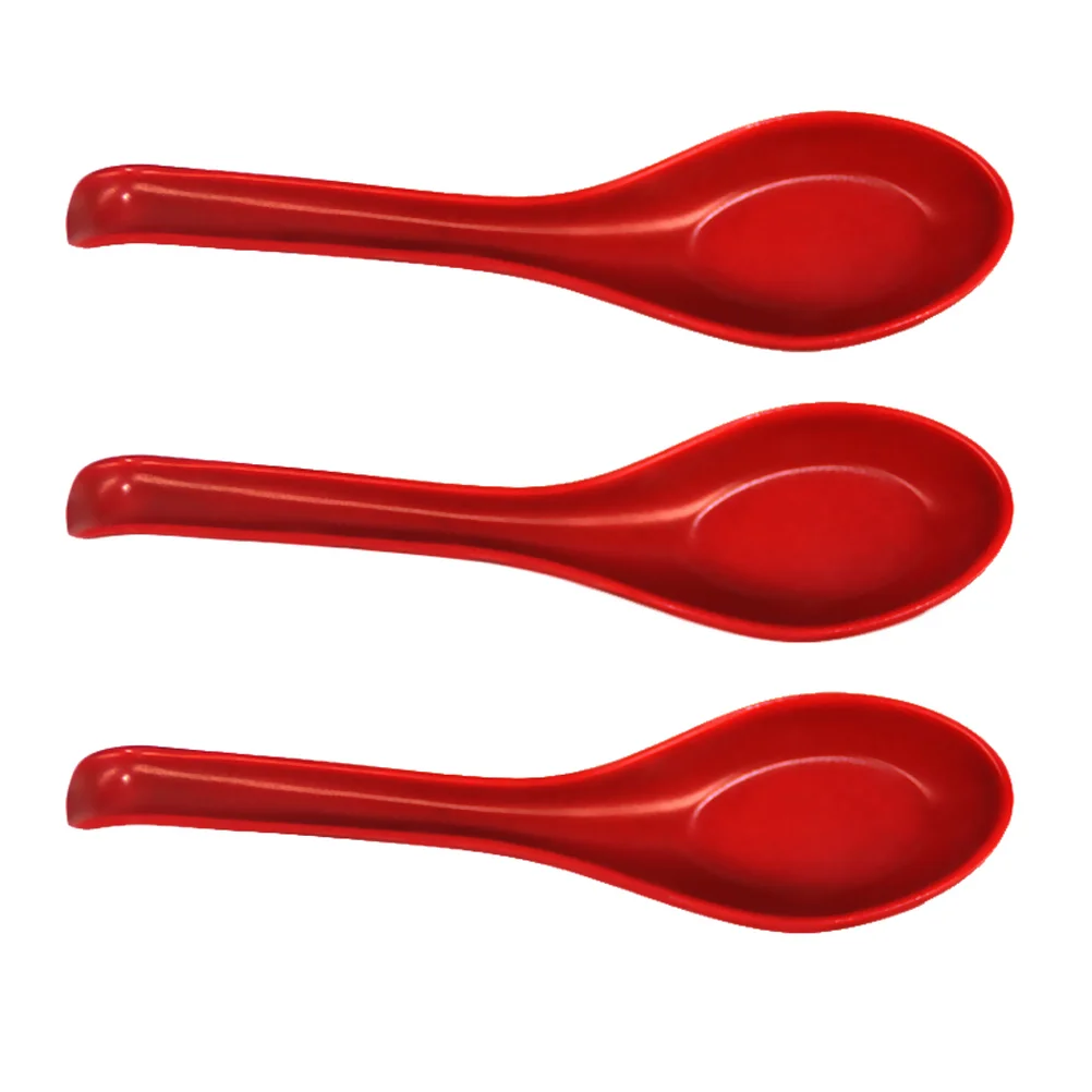 

3pcs Plastic Reusable Dinner Spoons Asian Chinese Soup Spoons Set Large Spoons with Long Handle Silicone kitchen accessories