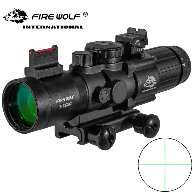 

Охотничий Тактический оптический прицел FIRE WOLF 3-12X32, Ранняя красная точечная винтовка, точечный прицел для охоты