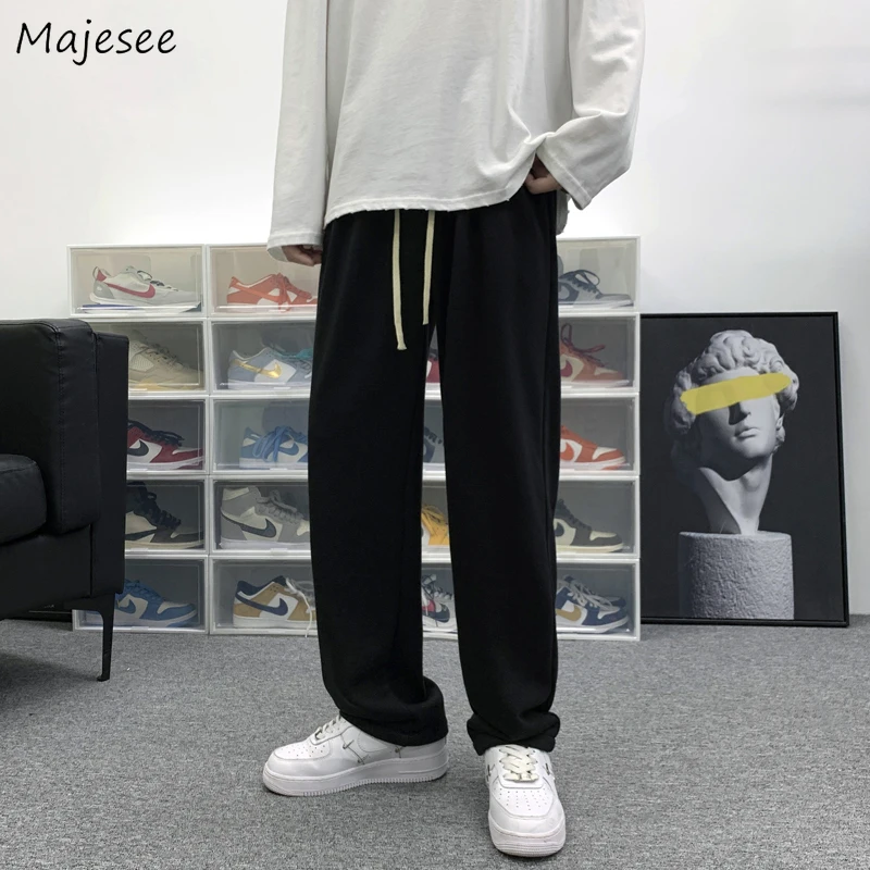 Pants Men Draw String Wide Leg Winter Loose Baggy Joggers All-match High Street Leisure Pockets Gothic Harajuku Trendy Clothing