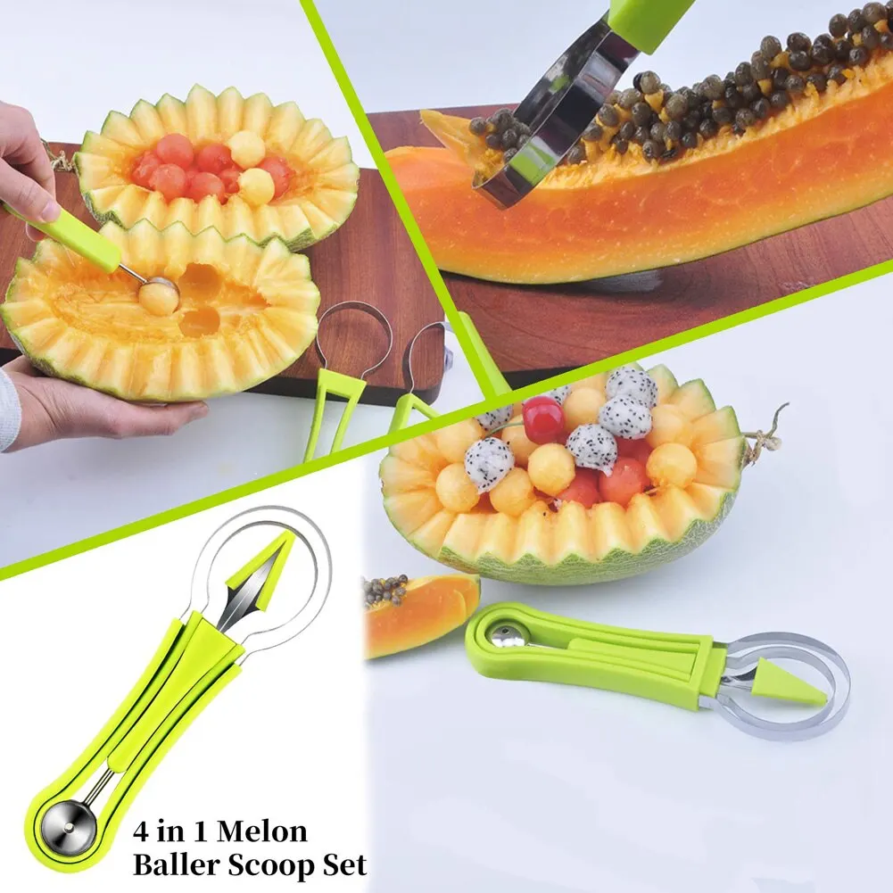 1pc 4 in 1 Fruit Cutter Scoop Carving Knife Fruit Dig Pulp Separator Platter Kitchen Gadgets Acces fruit vegetable corer melon scoop melon baller