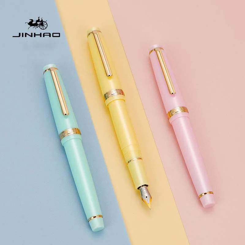 Jinhao 82 Fountain Pen Acrylic Ink Pen Spin Golden EF F Nib Elegante Business Office School Supplies Writing Pen