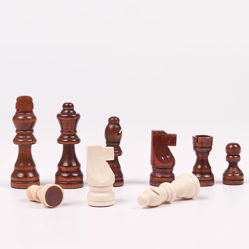 Description Picture 2 of item32pcs/set Wooden Chess Pieces Complete Chessmen International Word Chess Set Learning Intelligent AI Against Single-player Chess