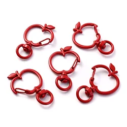 Set of 5 Apple - Shaped Snap Buckles with Lobster Clasps - 5pcs (Red)