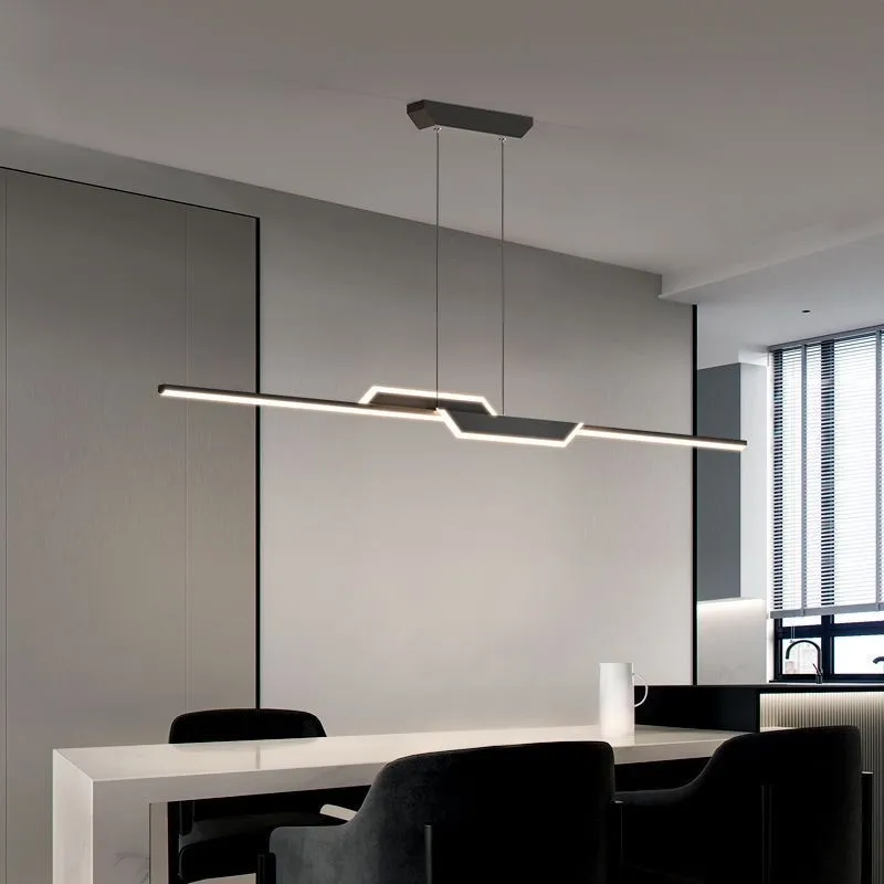 

Современная Минималистичная Подвесная лампа для ресторана, черная линейная лампа, лампа для ресторана, бара, лампа длинной формы, искусственная мебель