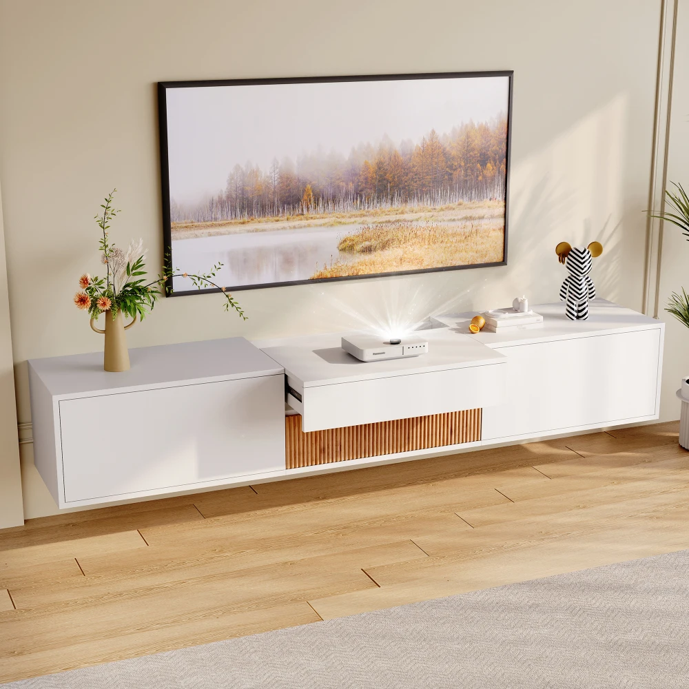 PINGGO Moderner TV-Schrank mit Projektor-Kompatibilität Einzigartiges Design TV-Ständer Panel Untere Ständer für Heimunterhaltung – Detail 11