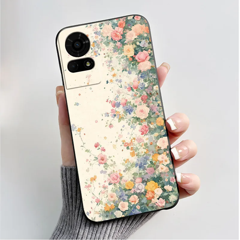 Luxury Butterfly Flowers Black Shockproof Soft Silicone Bumper Phone Case