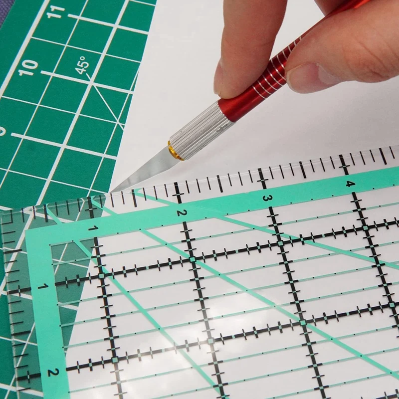 4PCS Square Quilting Ruler (12.5/9.5/6/4.5Inch) Sewing Acrylic Ruler Anti-Slip DIY Quilting Tools Durable Easy Install