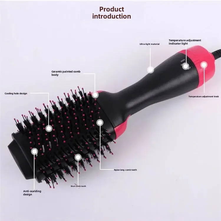 Integrated Hot Air Comb Negative Ion Straight Curling Dry Wet Use Long Hair Women's Brushless Motor Electric Dryer Comb