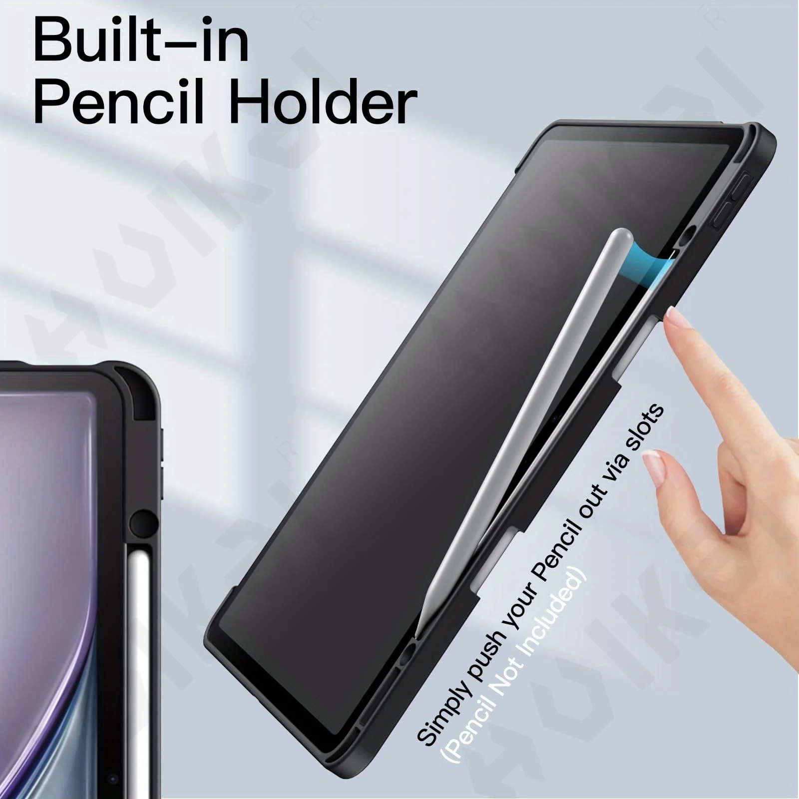 Green Trifold Stand Tablet Case with Pencil Holder and Auto Wake/Sleep Feature