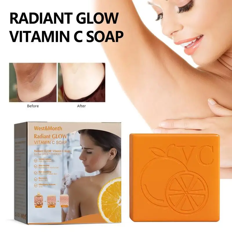 

Vitamin C Essence Skin Whitening Soap100g Skin Brightening Knee Dark Spots Remover Soap Bar Moisturizing Vitamin C Face Soap