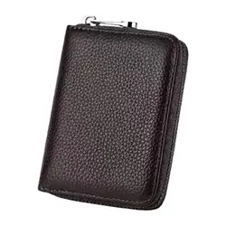Sleek PU Leather RFID Blocking Wallet with Zipper Closure (Coffee)