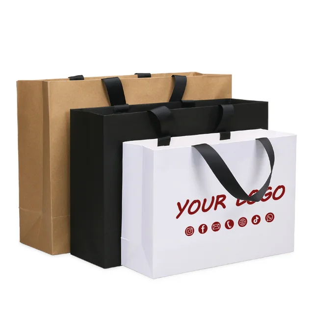 10 Kraft Paper Gift Bags, Shopping Bags, Wedding Party Gift Bags, Tote Bags, Paper Bags, Customizable Logo Printing 1
