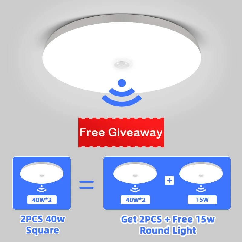 

Motion Sensor Led Ceiling Light Fixtures Ceiling Lamp 12W 18W 30W 40W Sensor Wall Lamps Night Light 110V 220V For Home Bedroom