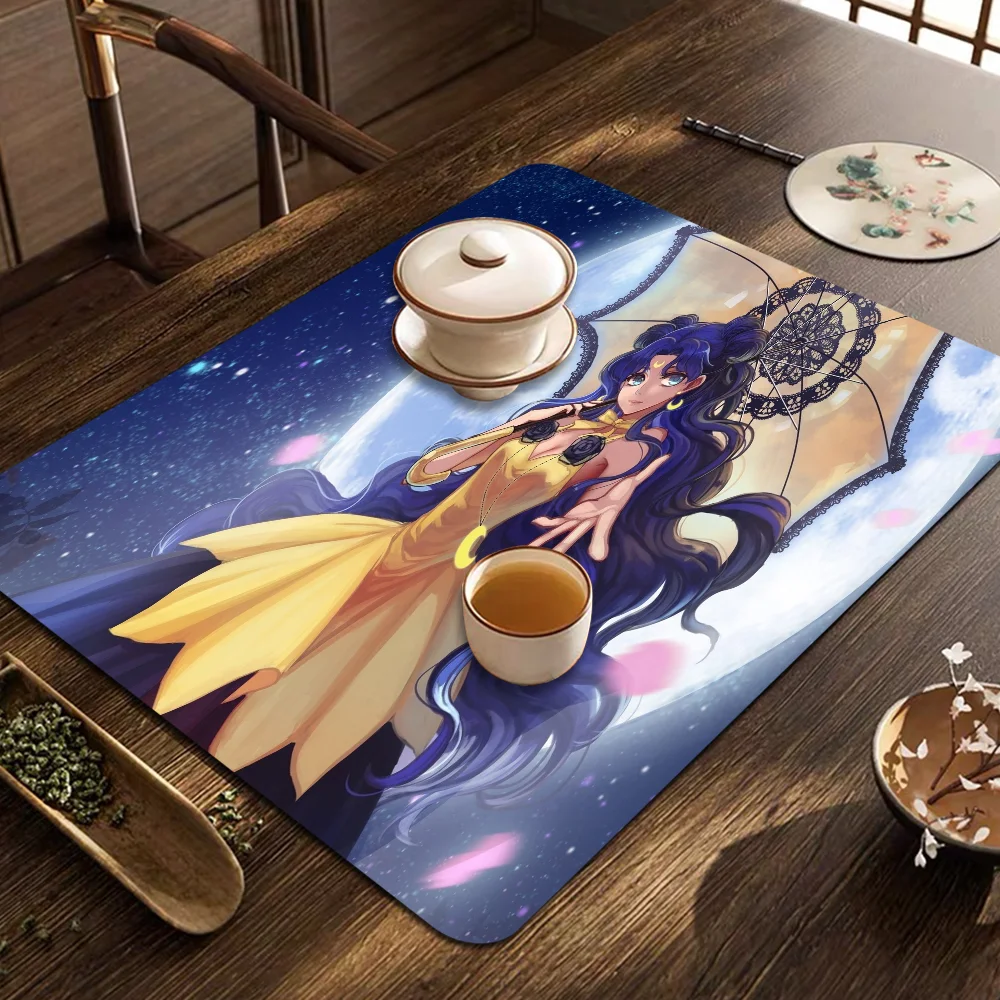 Cartoon S-Sai-lores Girl Moon Table Drain Pad Tabletop Absorbent Draining Mat Tableware Mats Placemats For Table Decor 5