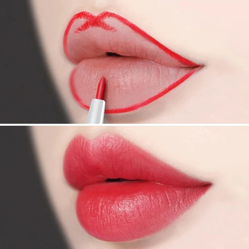 Nude Lipliner Lipstick Pencil Waterproof Matte Sexy Red Pink Contour Tint Lipstick Lasting Non-stick Cup Lips Makeup Cosmetics 2