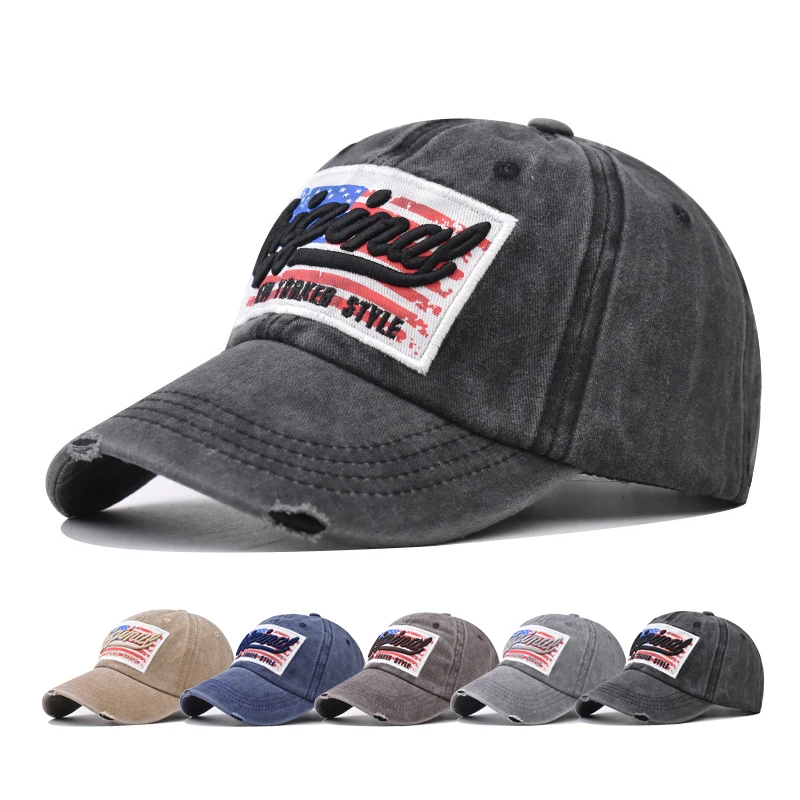 

Baseball Cap Sun cap Retro-style American flag Original embroidery Breathable shade hat Spring Autumn Cap Hip Hop Fitted Cap