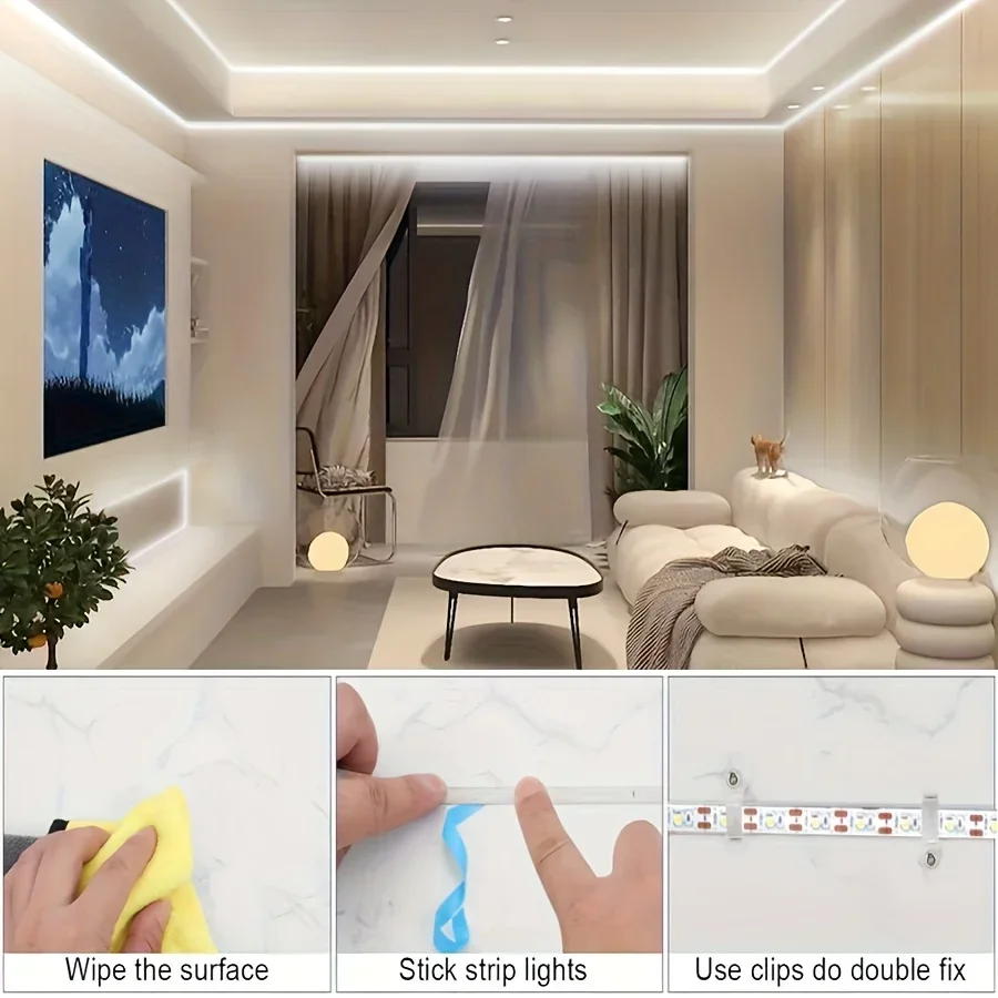 USB 5V LED Strip Light Button Switch 60LEDs/m SMD3528 Backlight Tape Flexible Adhesive Tape Room DIY Christmas Party Decorations