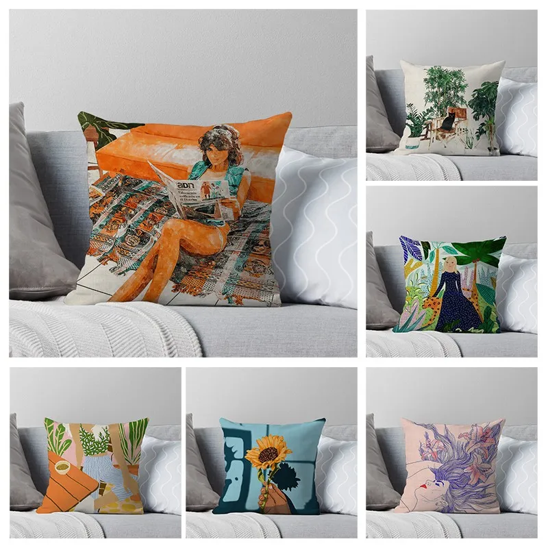 

Fashion printed pillow case American Home Decoration pillow case Cushion cover 45*45 Bright color sofa bed pillow case 60*60cm