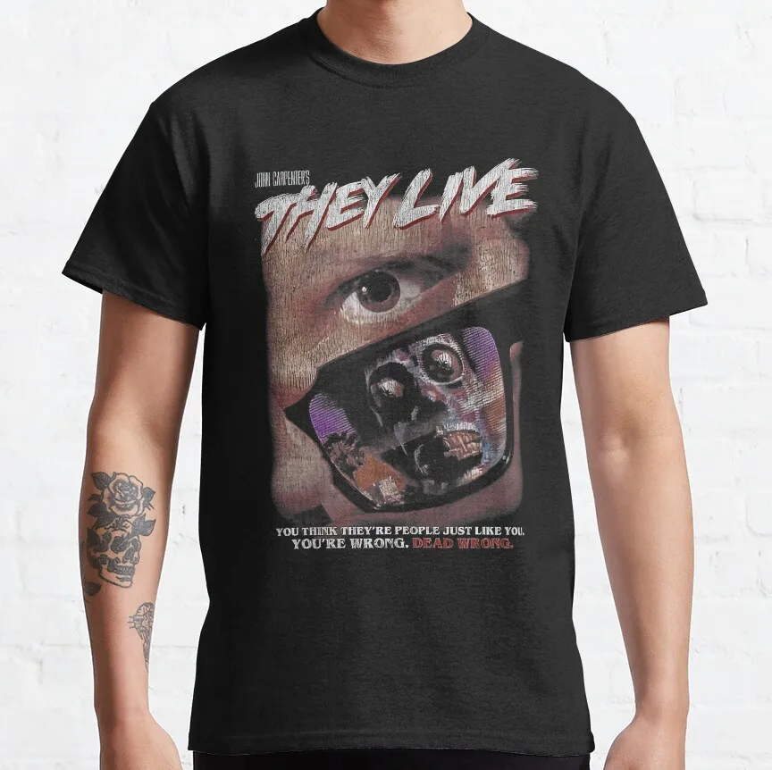 T-shirt They Live - Design Rétro Masque Alien - Blanc - Taille Classique Unisexe