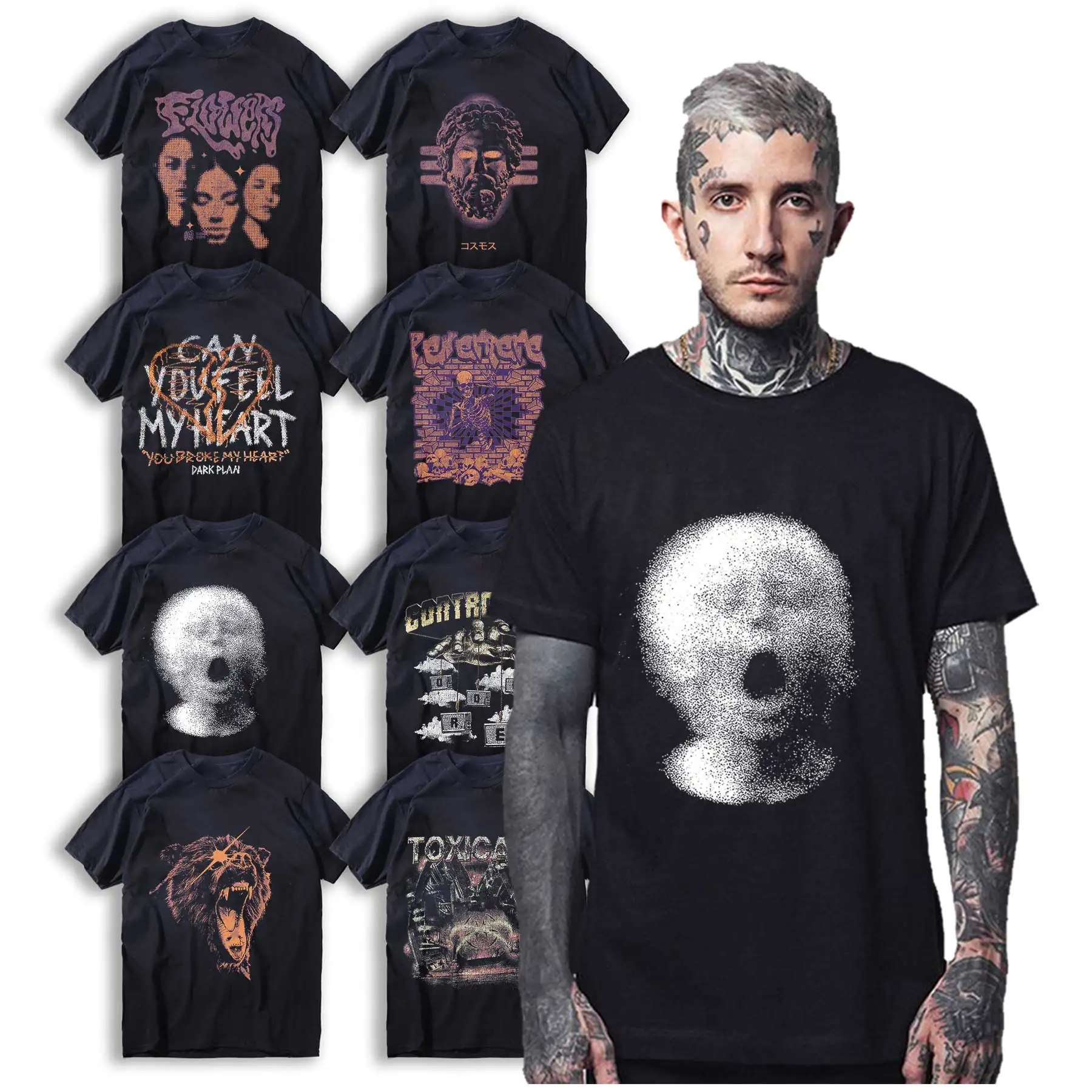 

Drop Shipping Cotton Big Size STREETWEAR PUNK Graphic Unisex T-Shirt big size stretwear men T Shirt cool Tee Shirt FQTEE