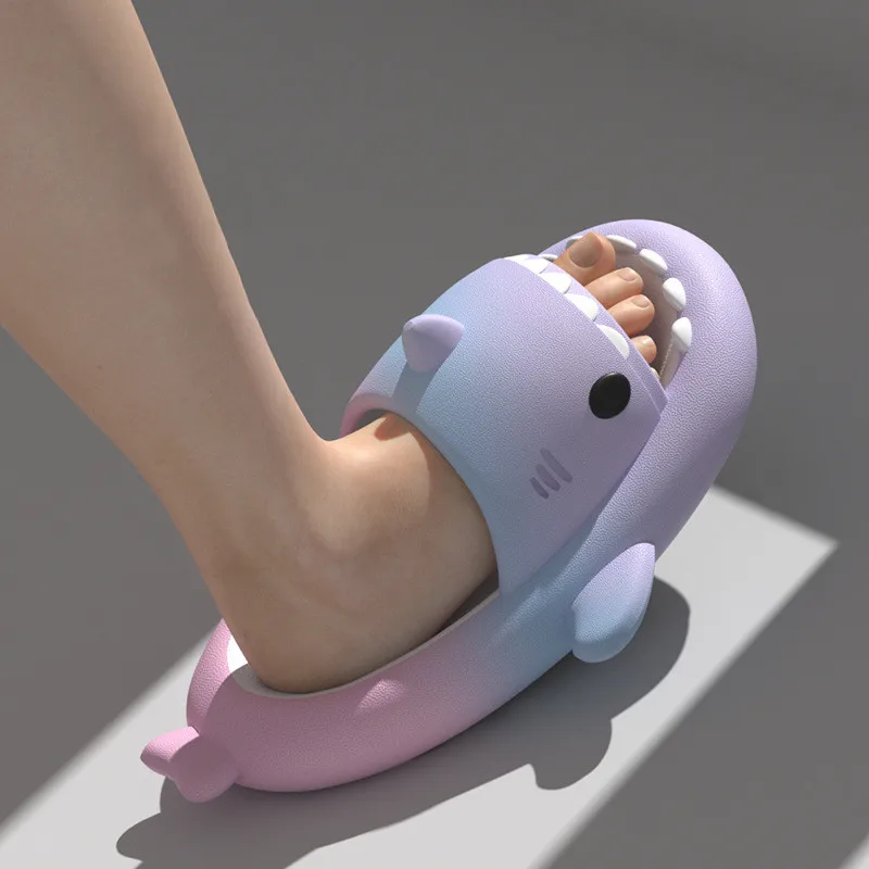 Shark Slippers Women Men Summer Beach Sandals Indoor Home Thick Bottom Non-slip Bathroom Couples 4cm Platform Eva Soft Shoes