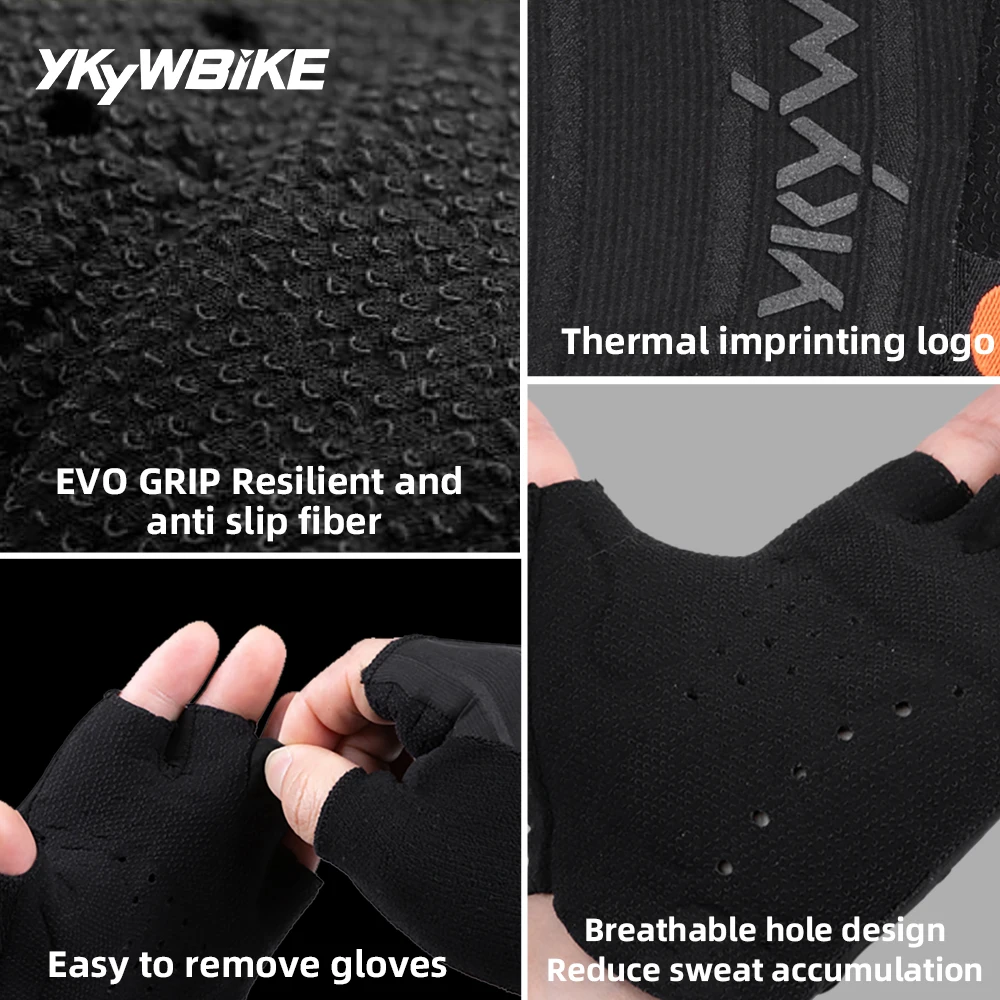 YKYW Italy Elastic Interface Cycling Half Finger Gloves Shock Absorption Anti-slip Breathable Men Women Bicycle Sport Gloves 3